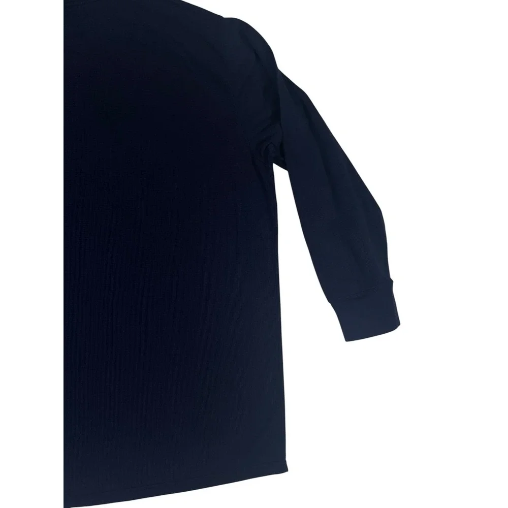 Polo‎ Ralph Lauren Sleepwear Shirt Men 4X Navy Blue Logo Waffle Knit 3/4 Sleeve